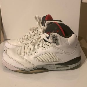 Kids Jordan Retro 5 in the color White